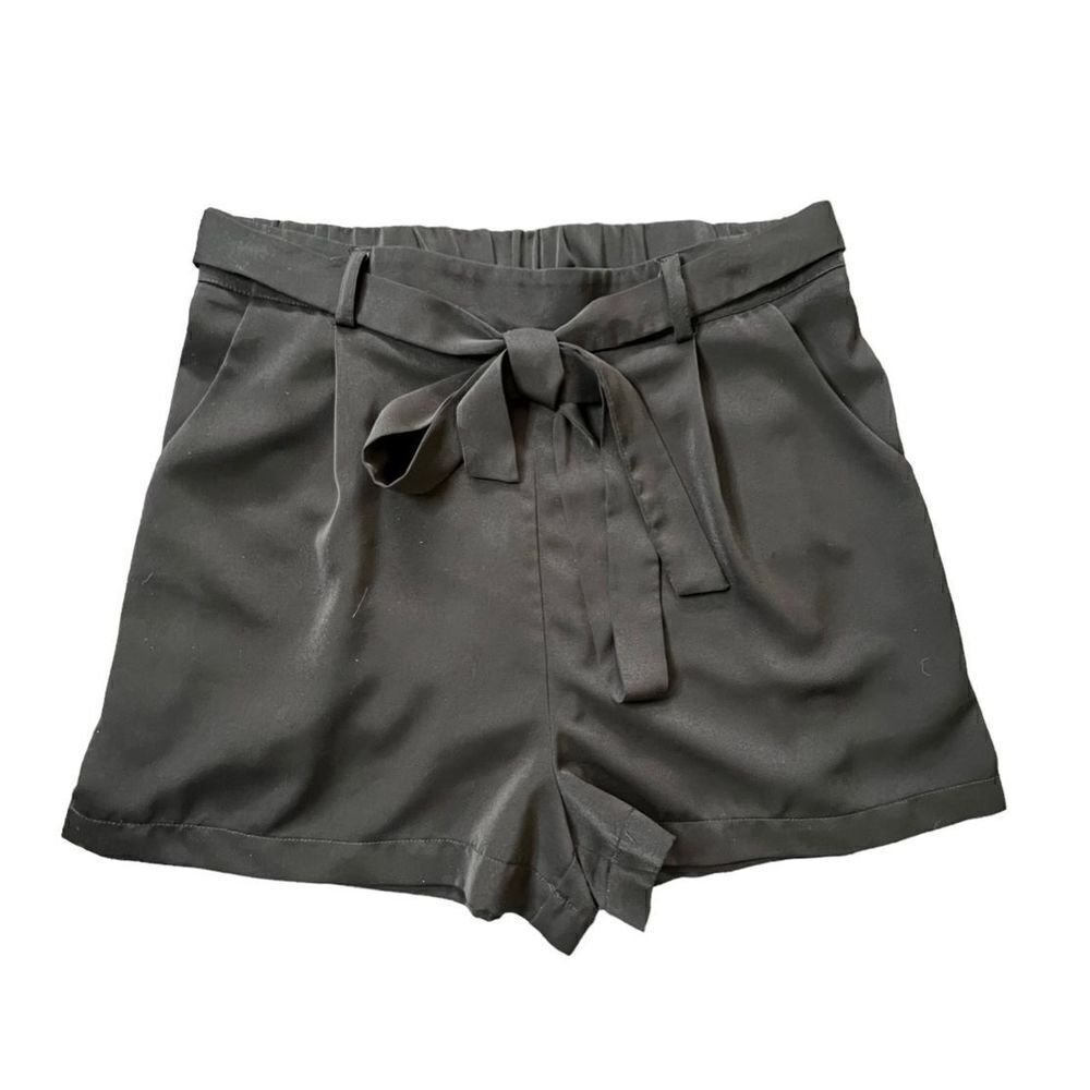 Mi Ami Black Lightweight Stretchy Shorts With Tie Belt